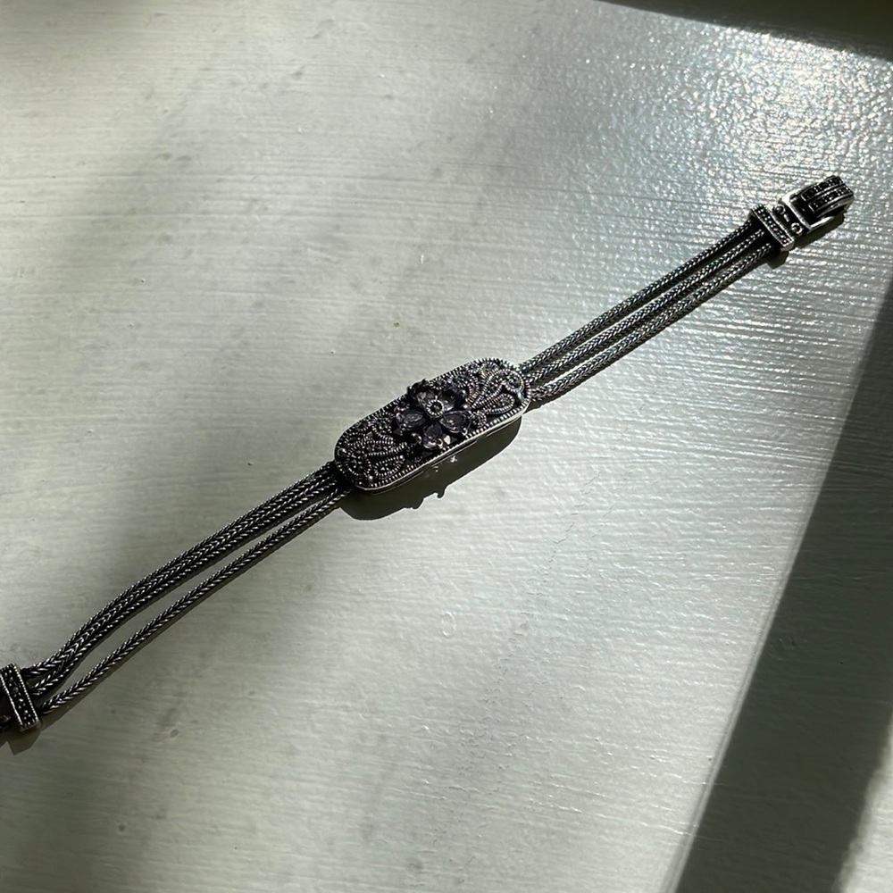 Amethyst and silver bracelet